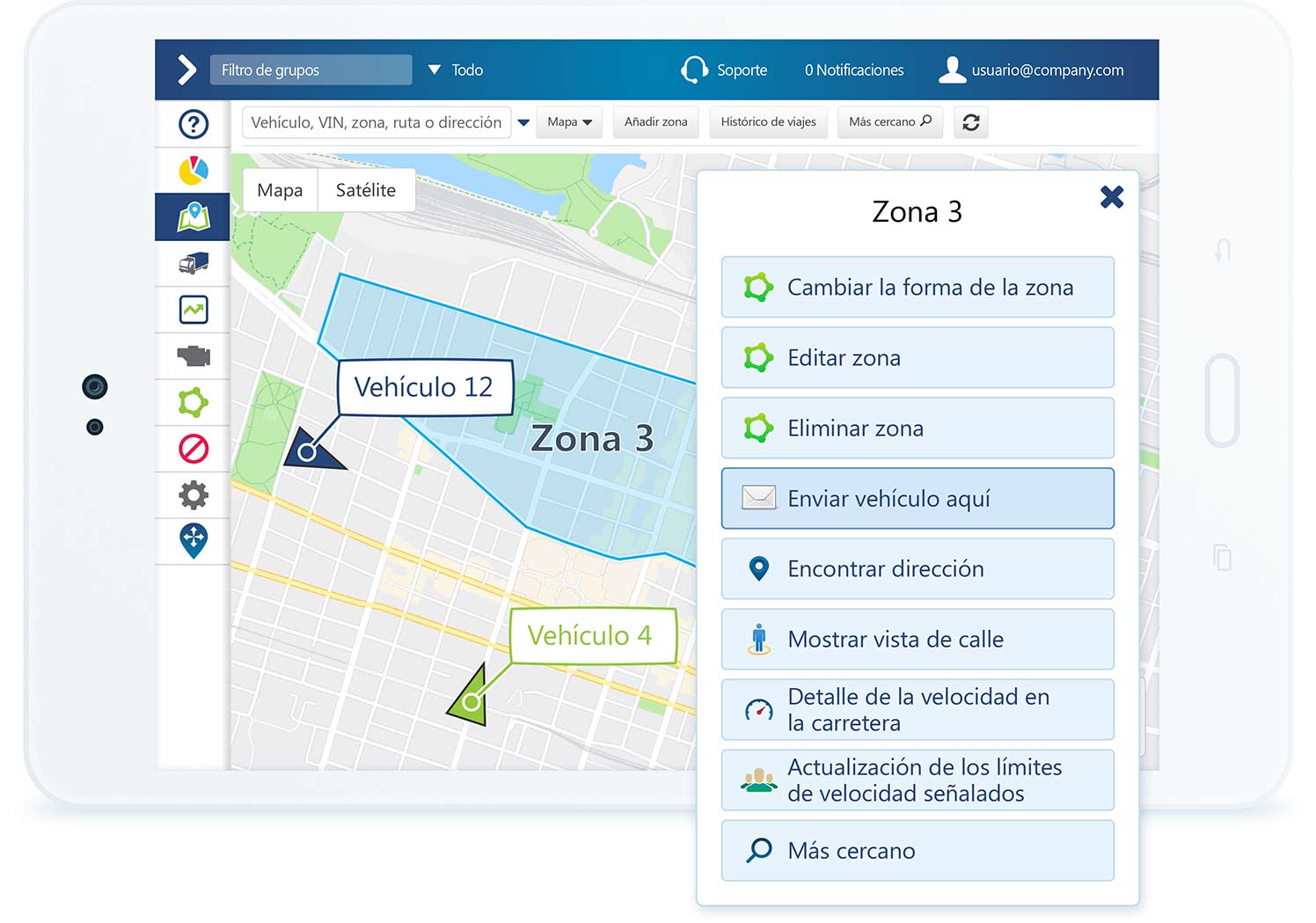 MyGeotab mostrando información en tiempo real para distribuir conductores.