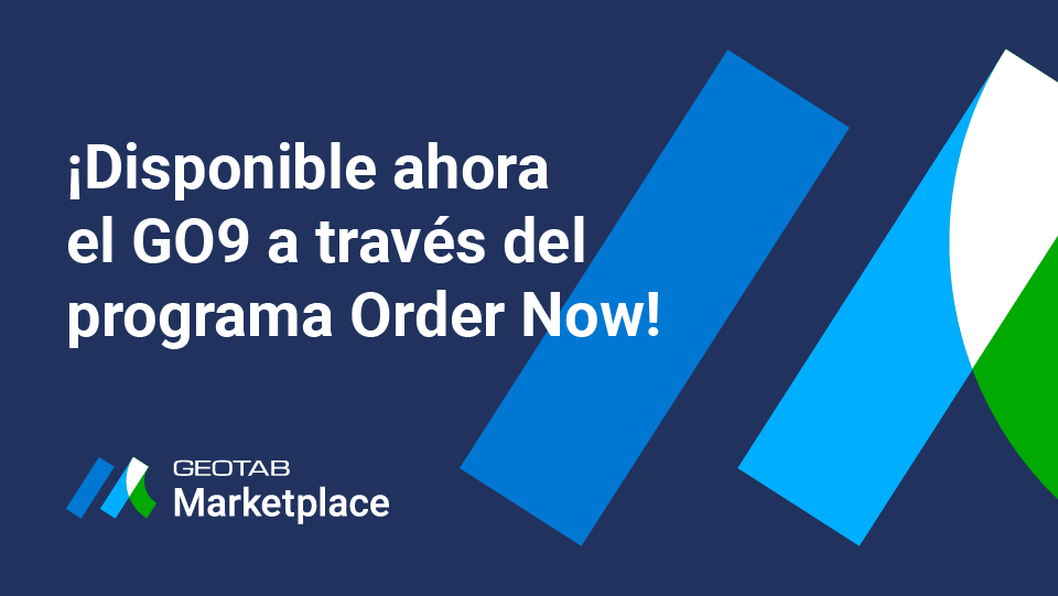 Imágen con fondo azul oscuro del logo del Marketplace con texto que dice "¡Disponible ahora el GO9 a través del programa Order Now!".