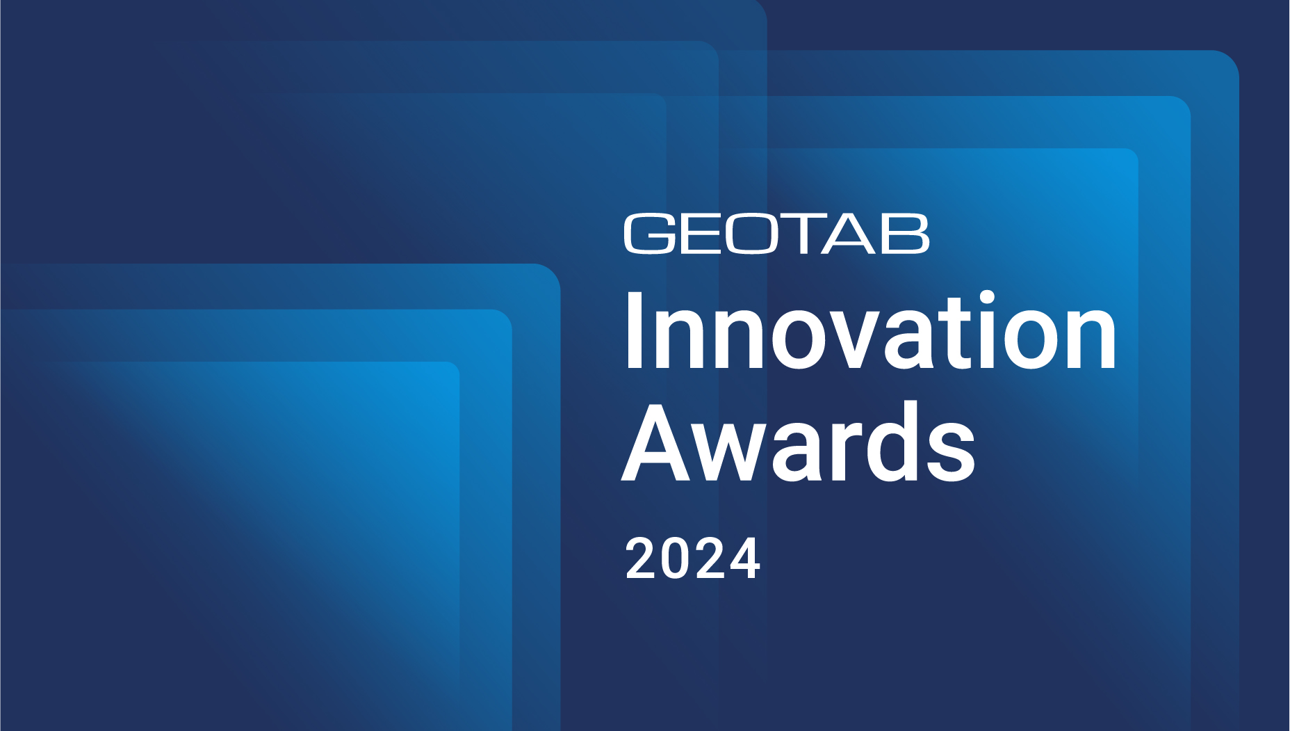  blue background with the words innovation award geotab