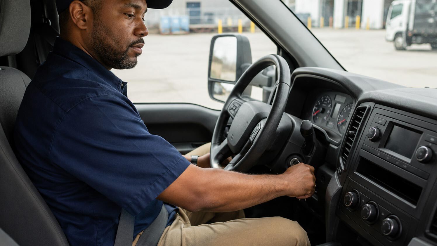 driver starting his vehicle