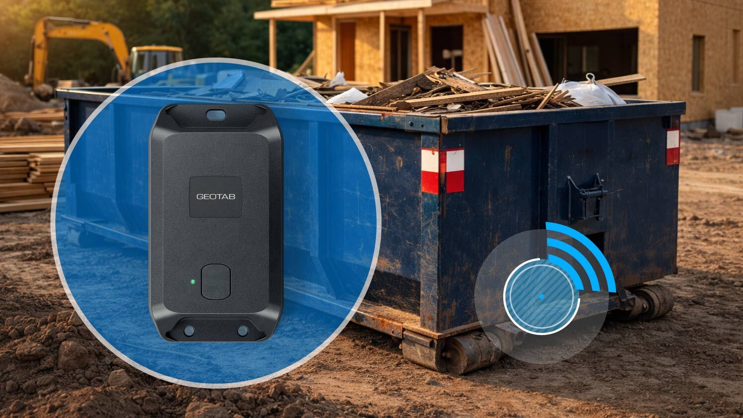 Tracker GO Anywhere di nuova generazione su un container di cantiere