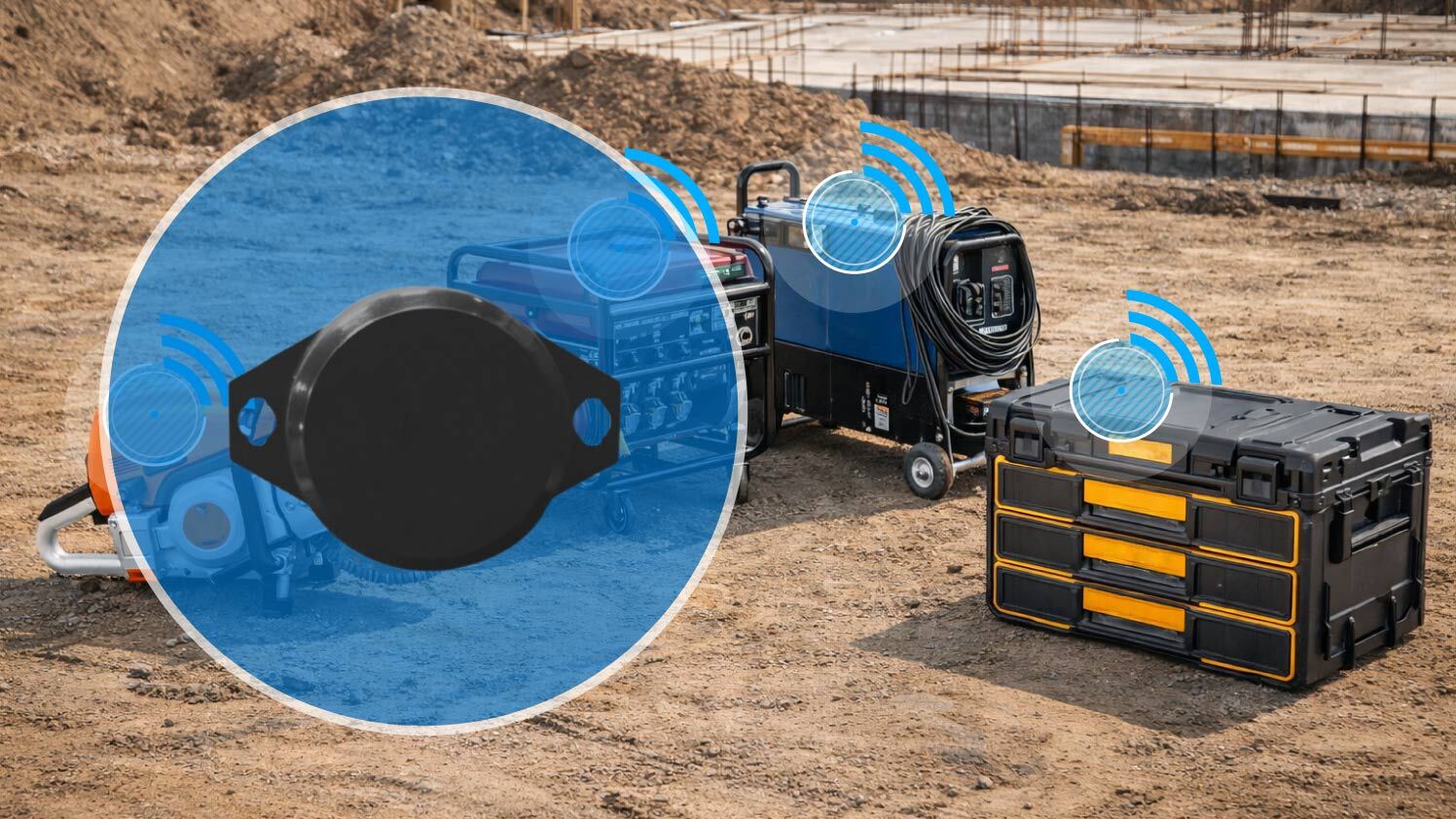 Beacon Bluetooth su attrezzi in cantiere