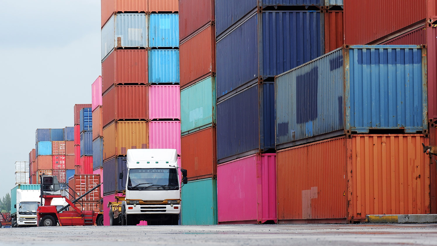 shipping containers in a yard