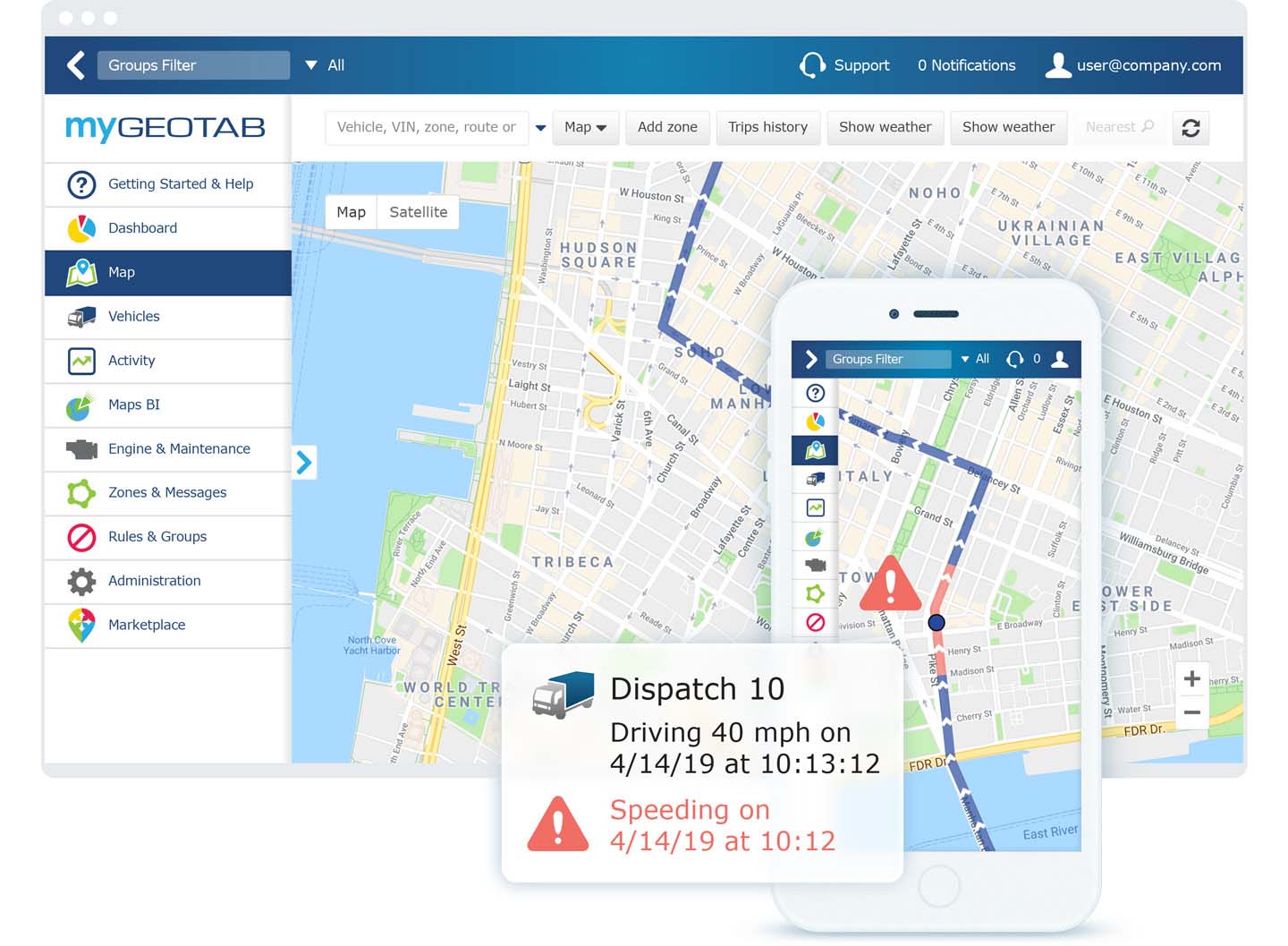 Mygeotab tracking dashboard 