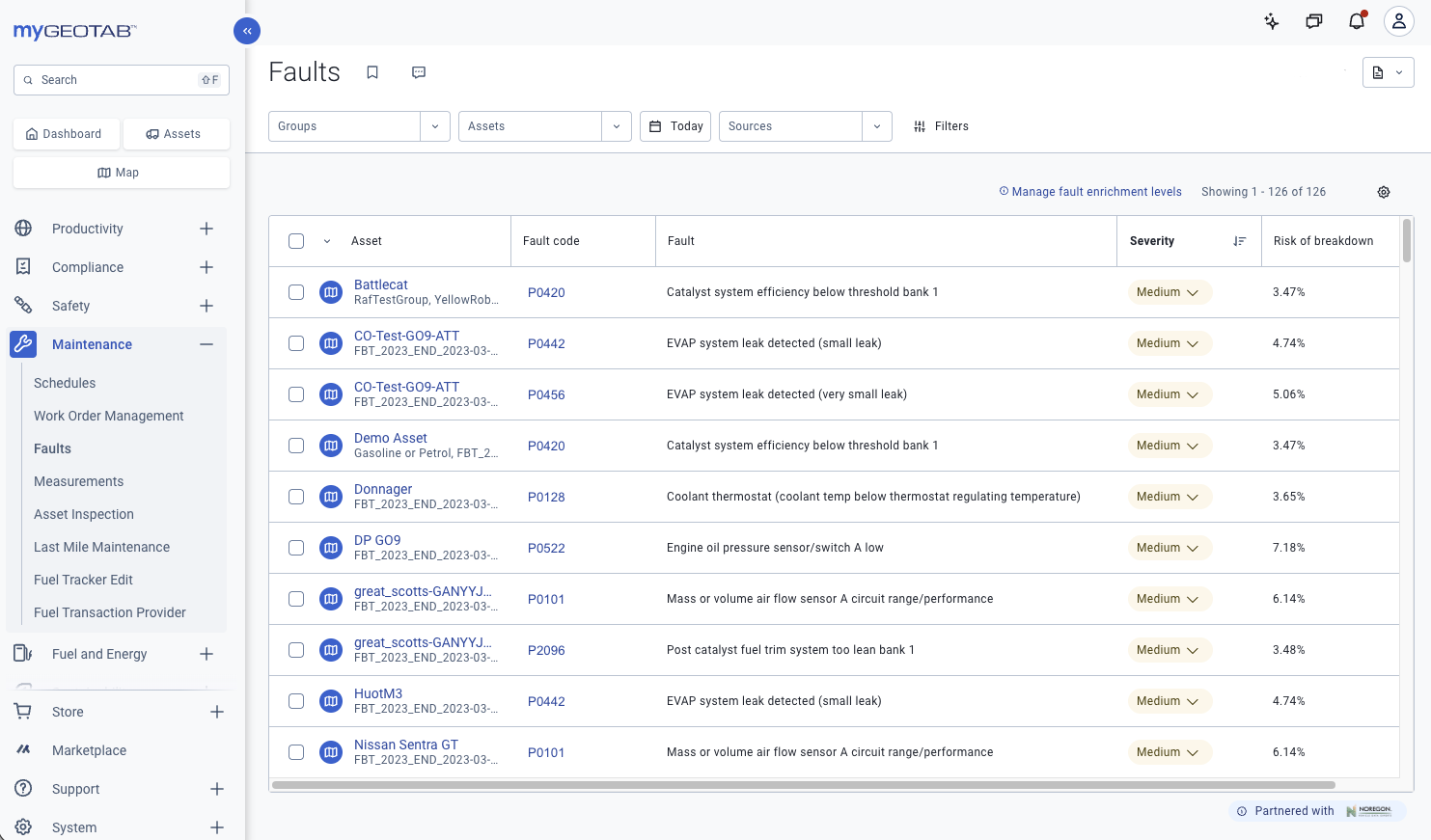 faults ui in mygeotab