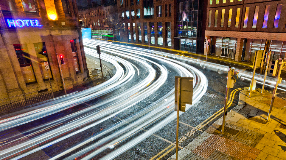 The roads at night in Dublin