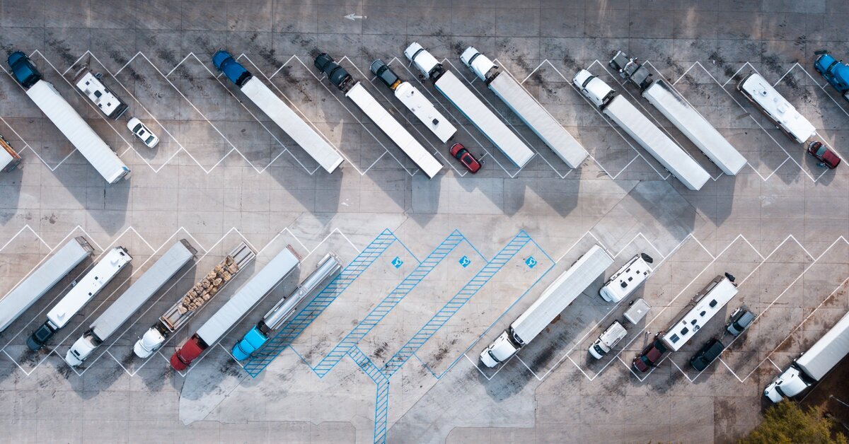top down view of trucks