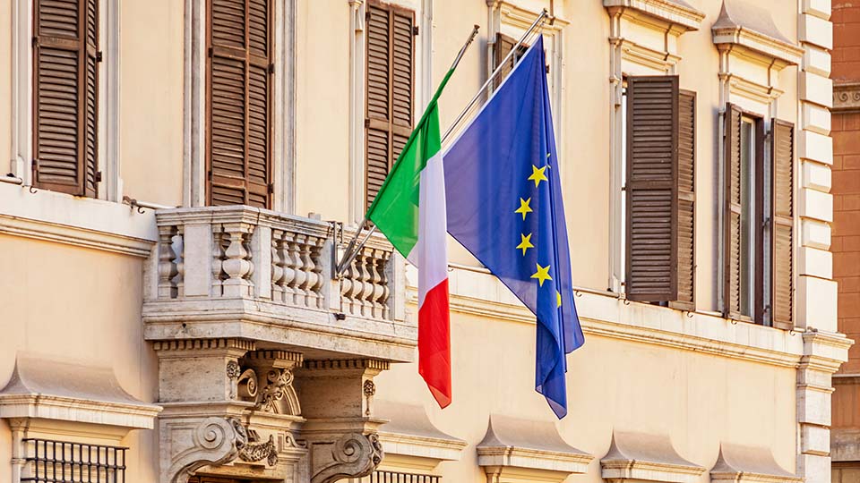 Bandiera europea e italiana 