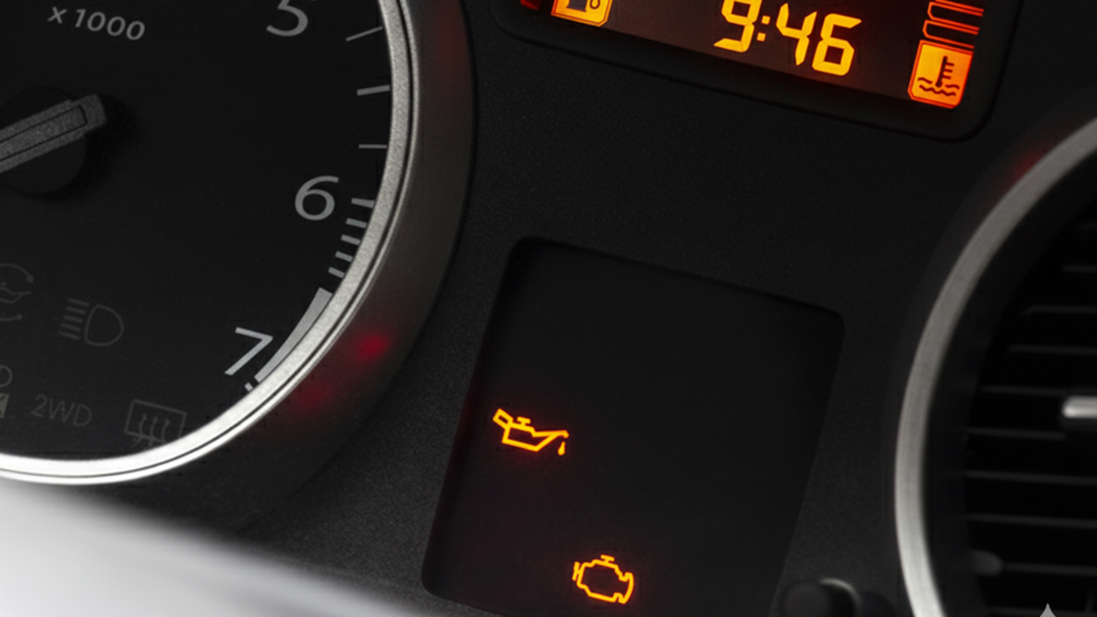 cruscotto di un veicolo con spie accese