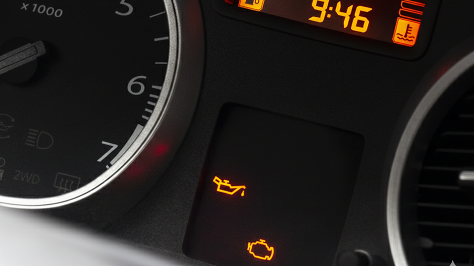 cruscotto di un veicolo con spie accese