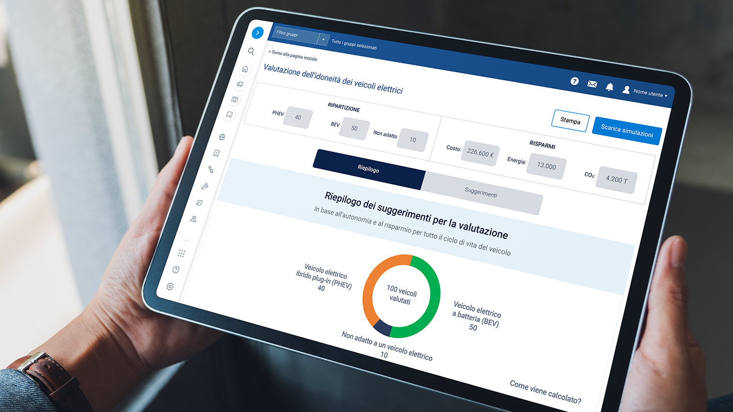 Cruscotto EVSA in MyGeotab per tablet