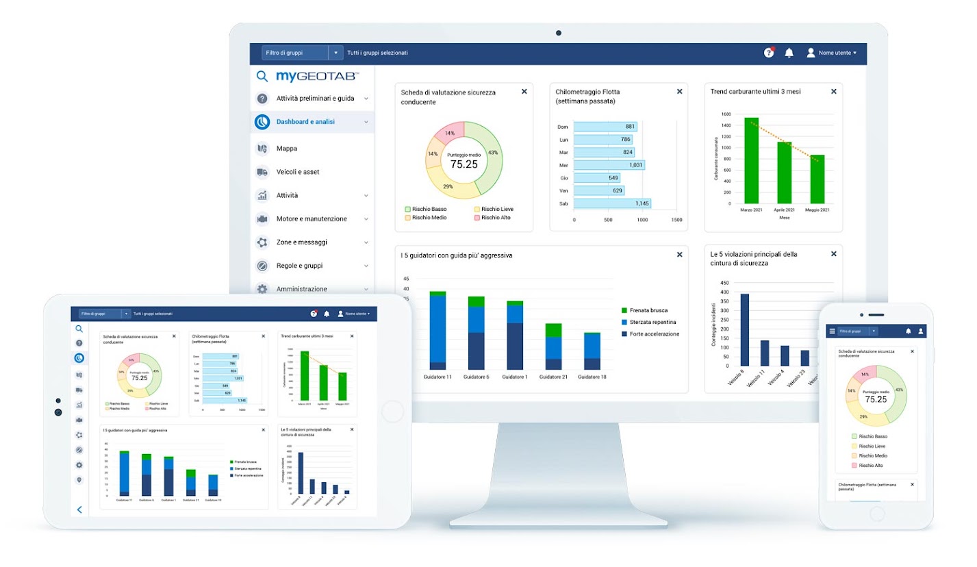 MyGeotab dashboard on white laptop