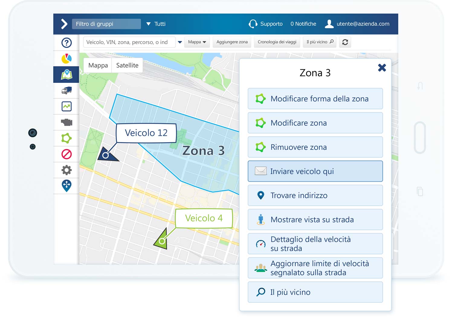 MyGeotab displaying real-time information for dispatch drivers.
