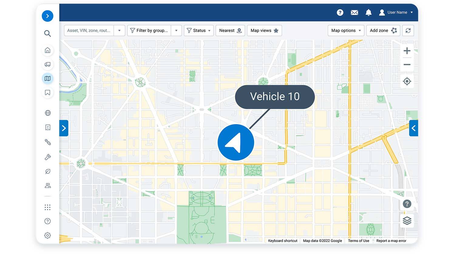 vehicle location on a map