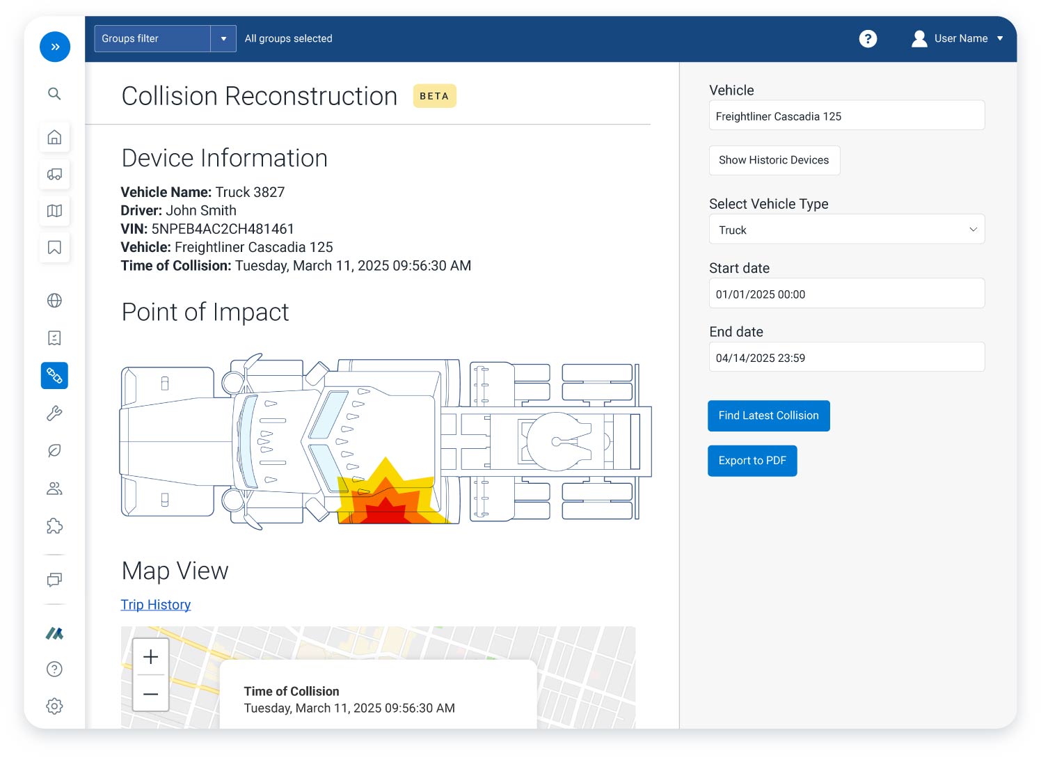 Collision reconstruction in MyGeotab