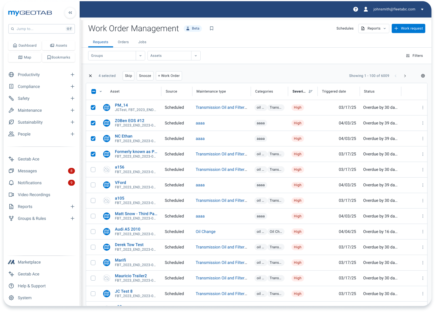 work order management in MyGeotab