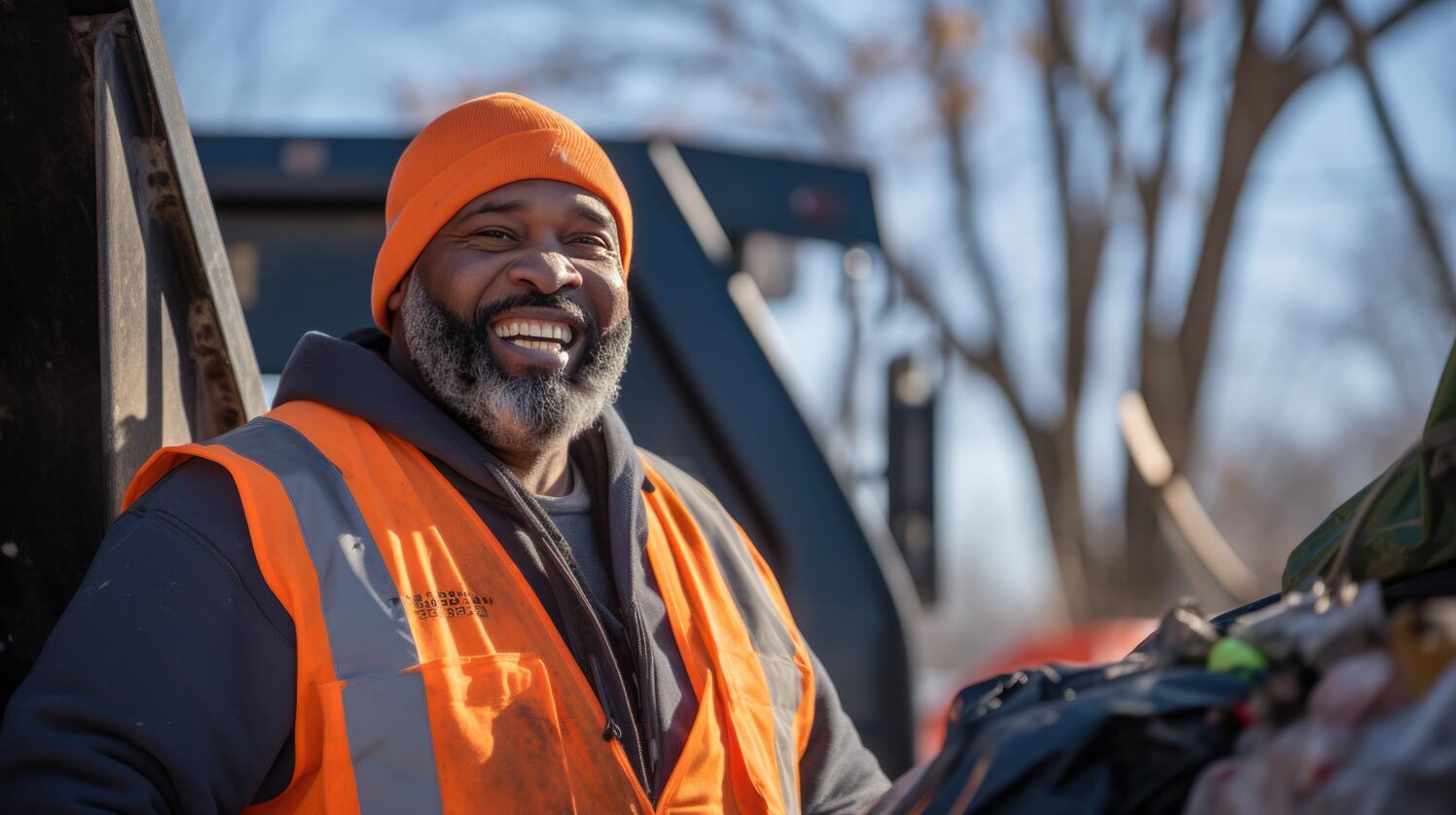 man working outside in the winter