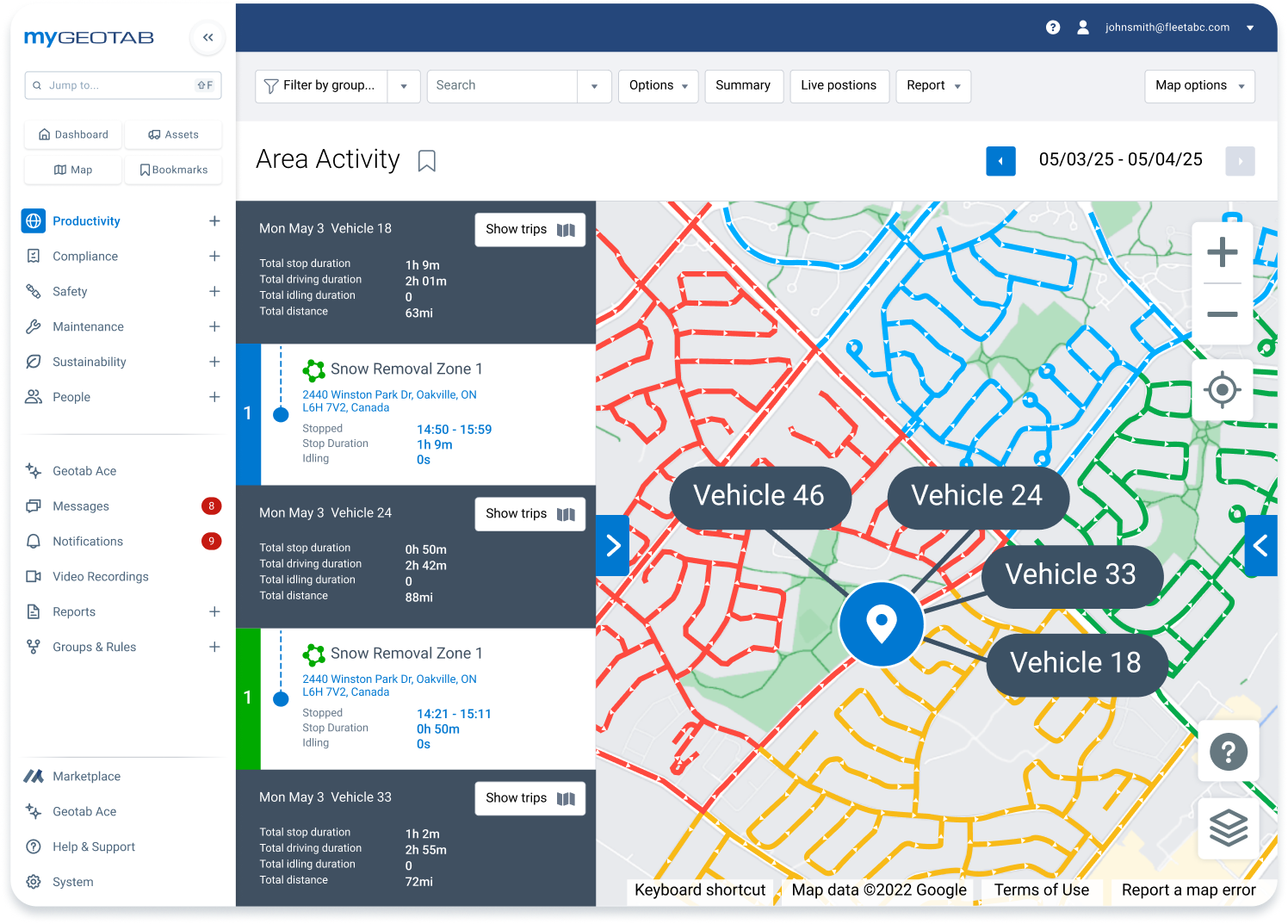 area activity in mygeotab