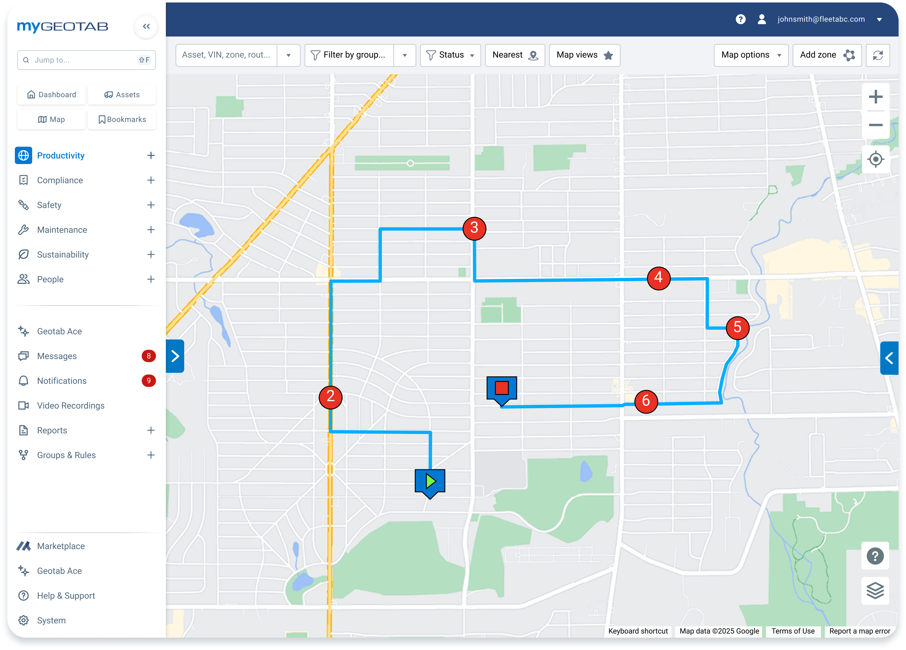 route planning in mygeotab