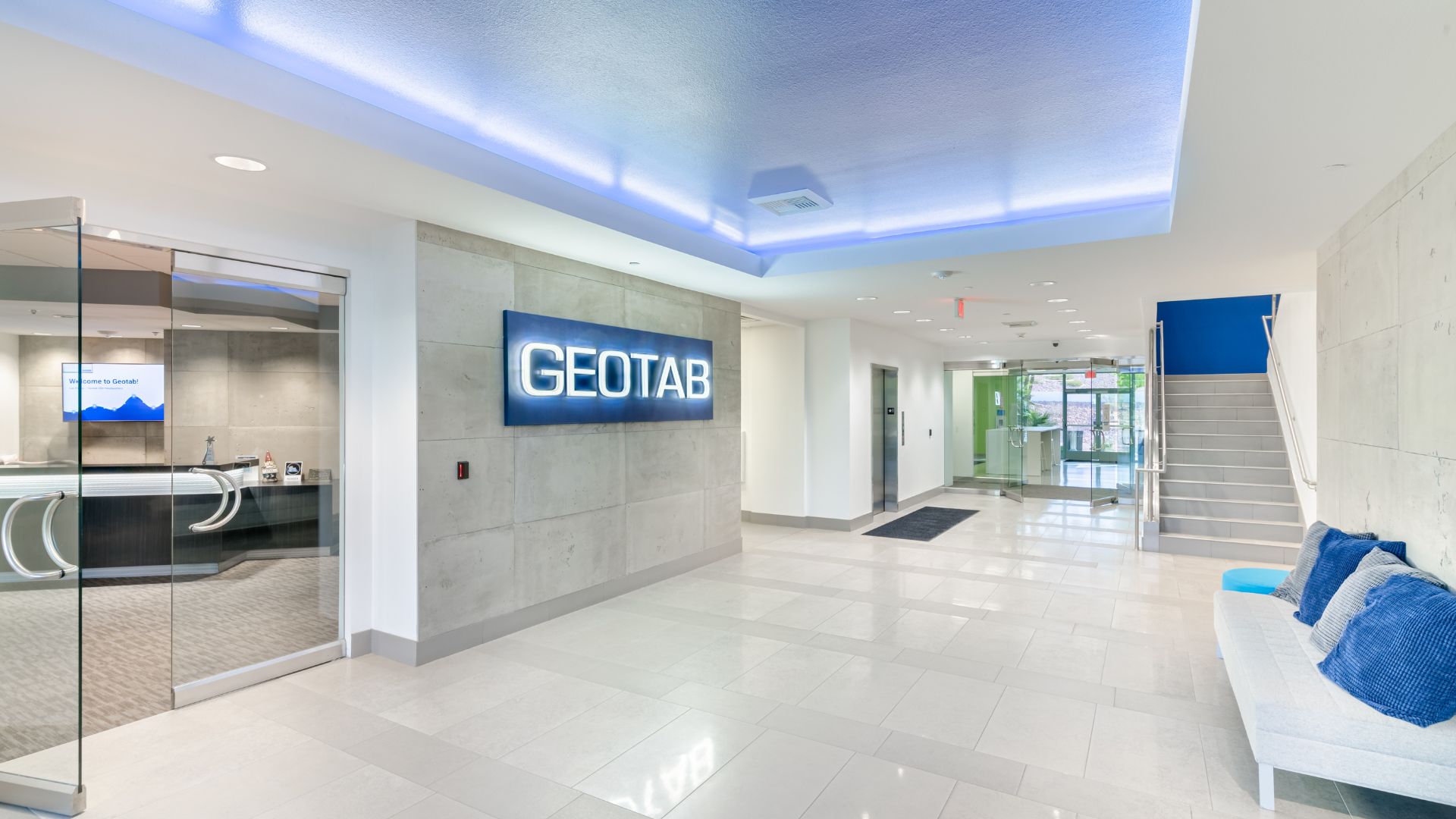 The lobby of Geotab's U.S. headquarters in Las Vegas, Nevada.
