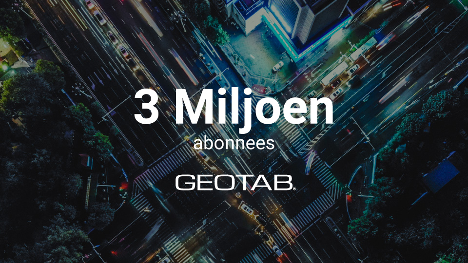 Geotab-logo boven het opschrift 3 miljoen abonnees 