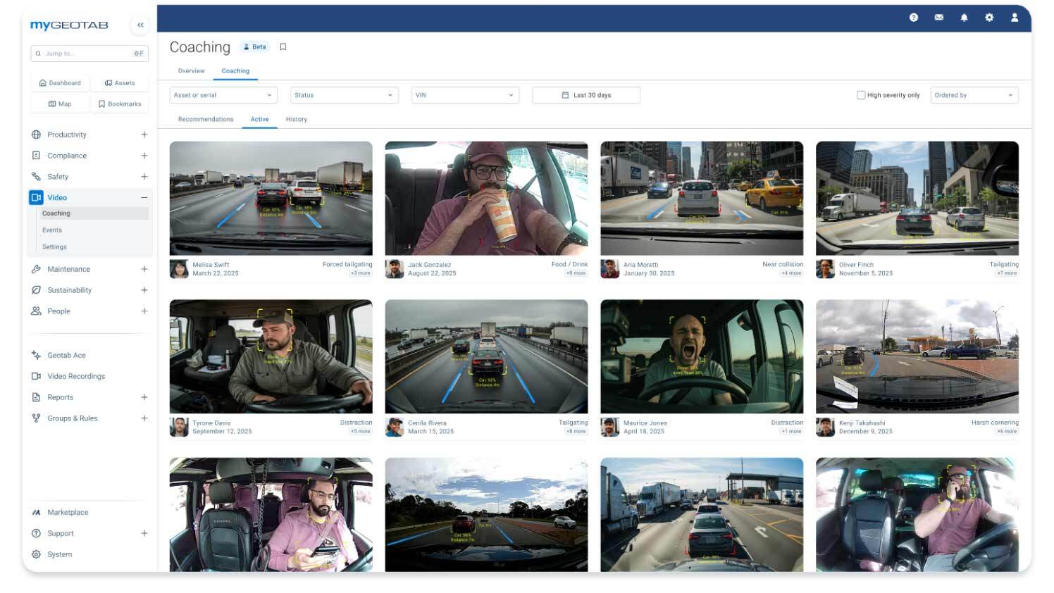 dash cam view in mygeotab