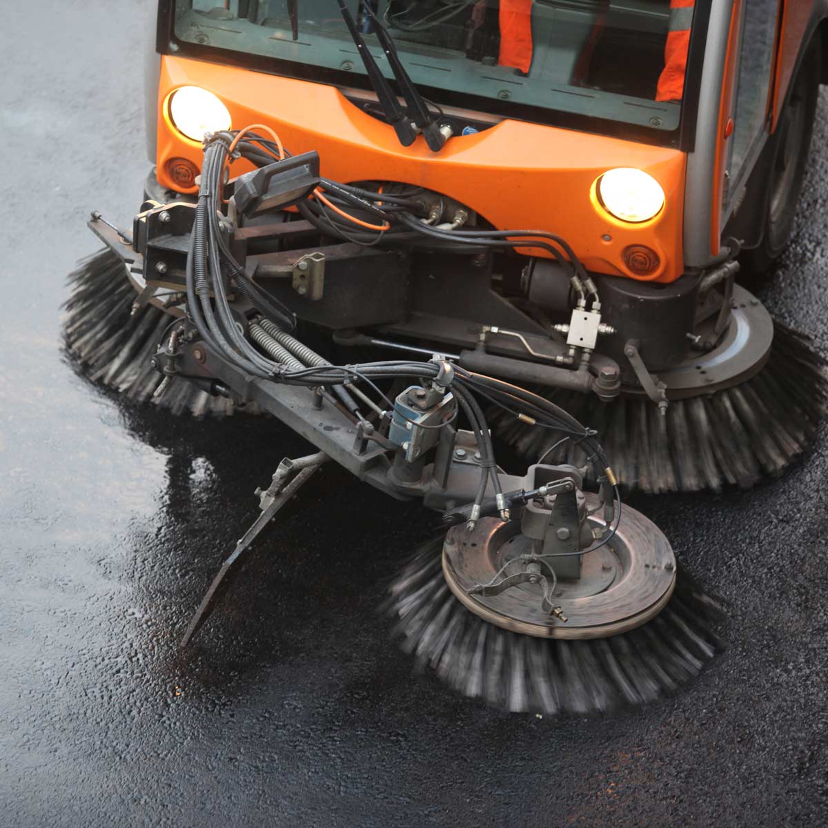 truck cleaning road image