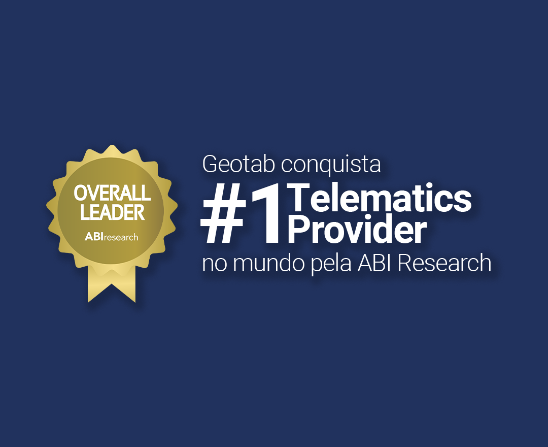 imagem com o fundo Azul e o logo de fornecedora número 1 de telemática comercial pela ABI Research