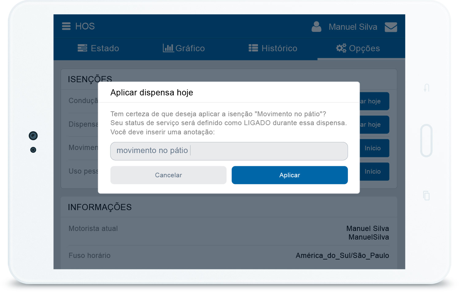 aplique isenção hoje gráfico