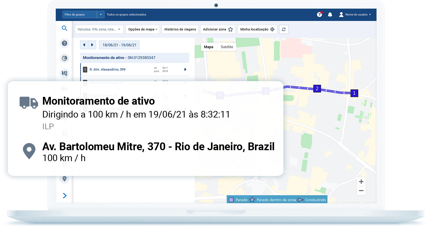 instruções para o caminhão mostradas no laptop