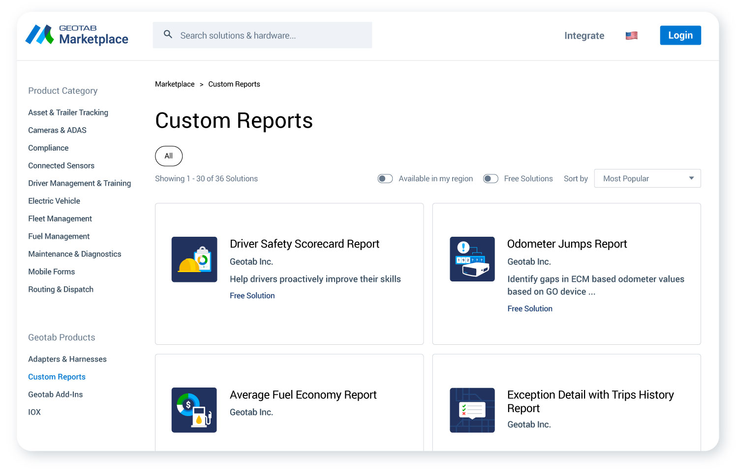 Geotab marketplace ui image