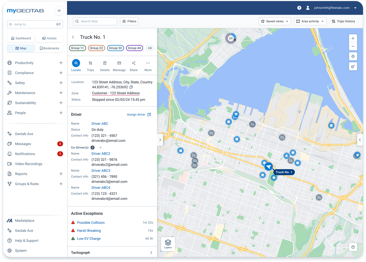 truck location in mygeotab