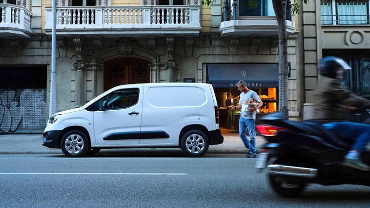 white van on street