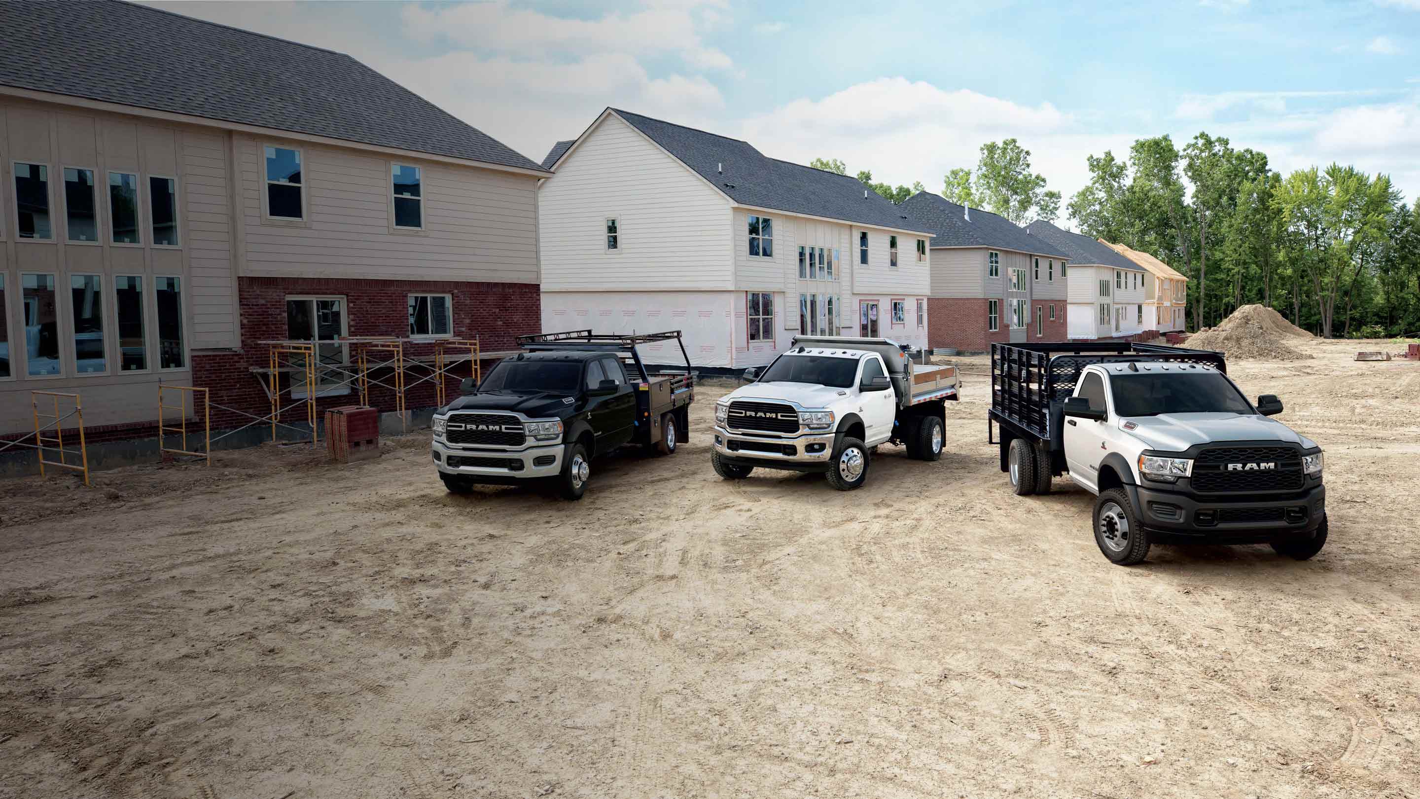 Three Parked RAM Trucks