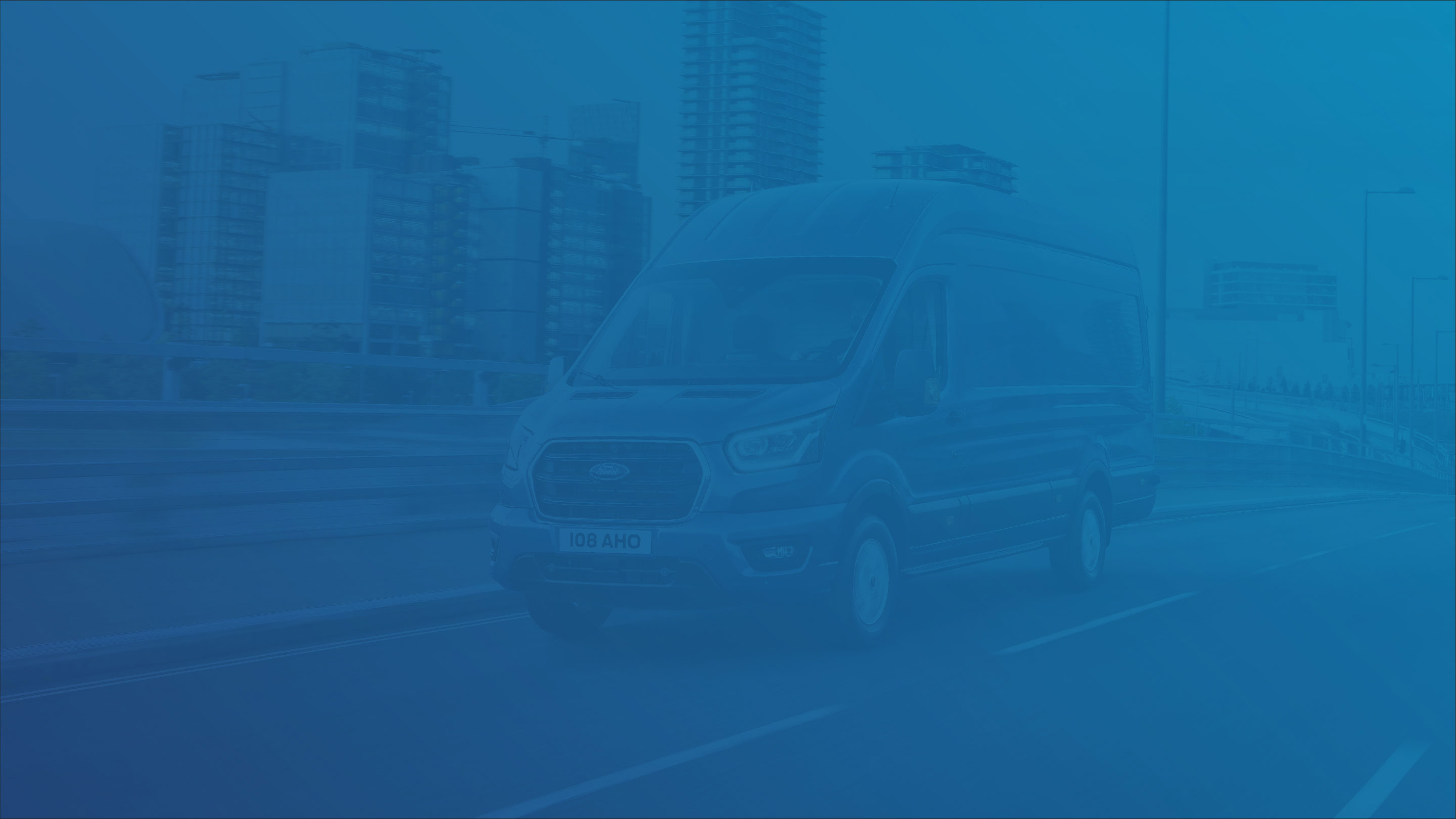Geotab and Ford Commercial Solutions logo on a blue gradient background