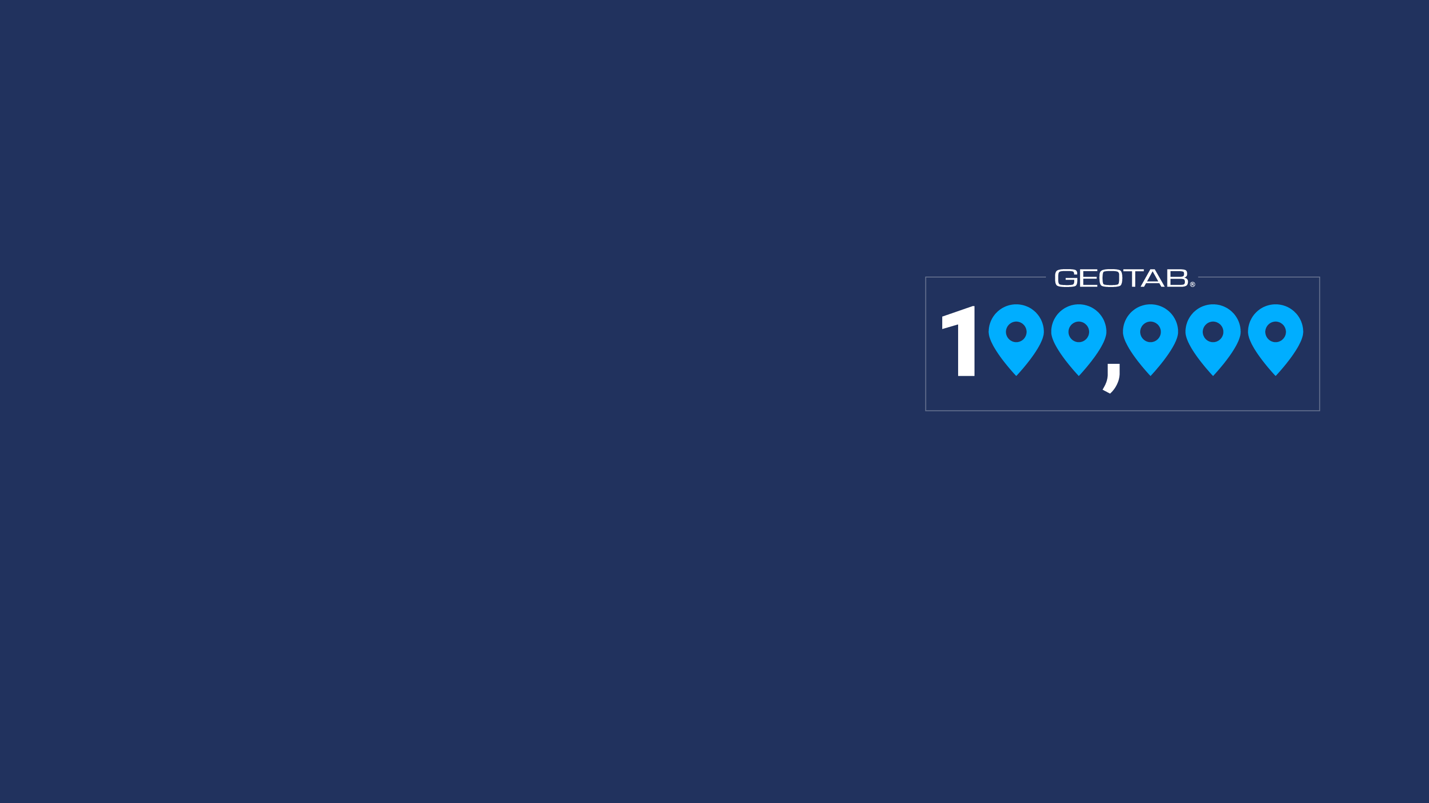 Geotab logo with the number 100,000 on a dark background 