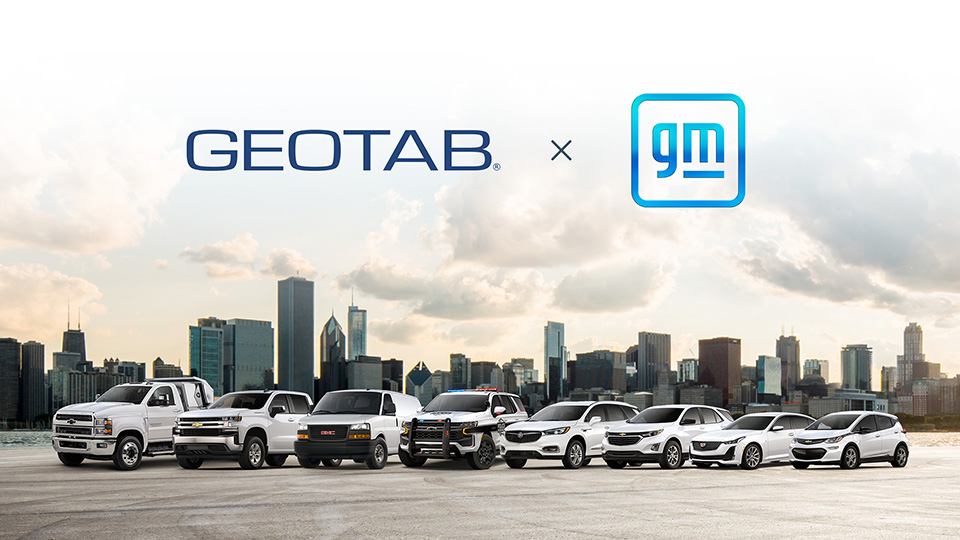 fleets in a row with the geotab and general motors logo on top