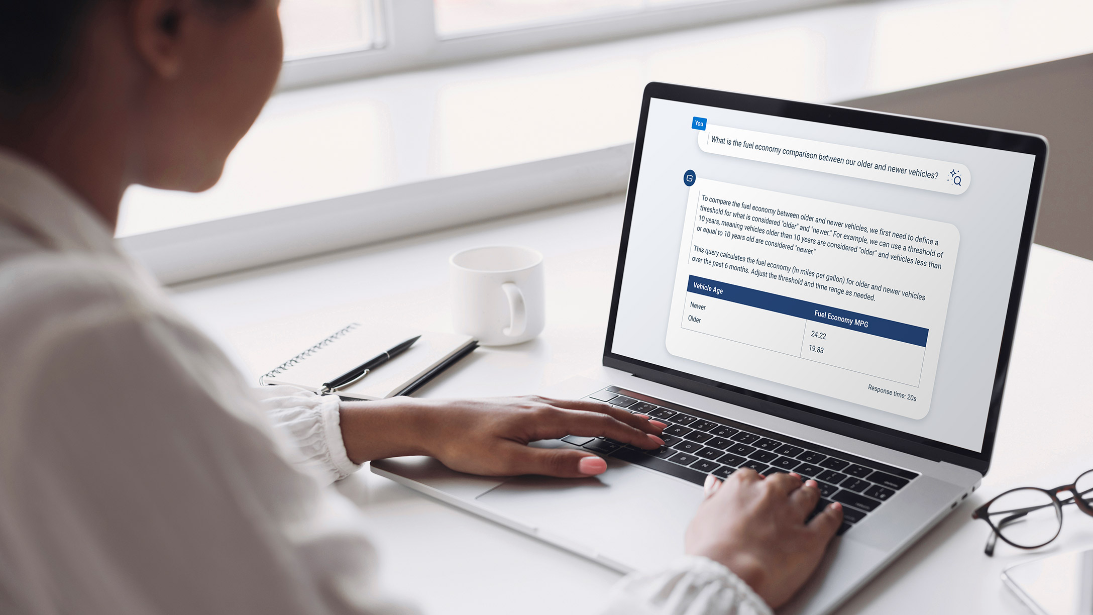 Woman sitting in front of laptop 