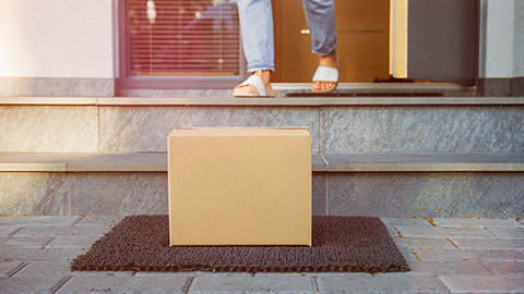 Package arrives on consumer doorstep