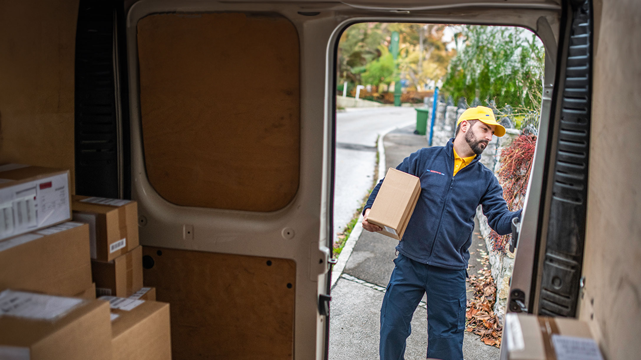 Courier makes a last mile delivery