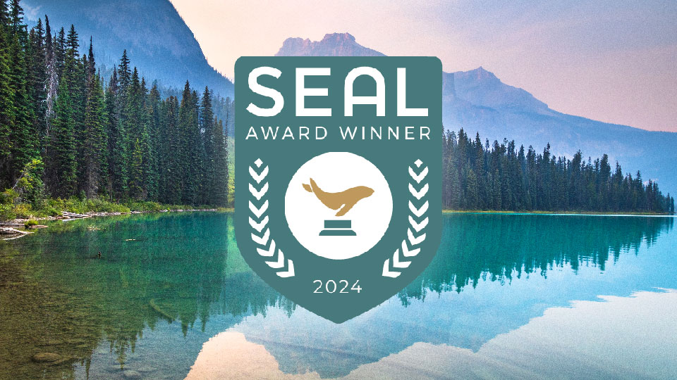 SEAL Award Winner 2024 badge logo on background of mountains and water
