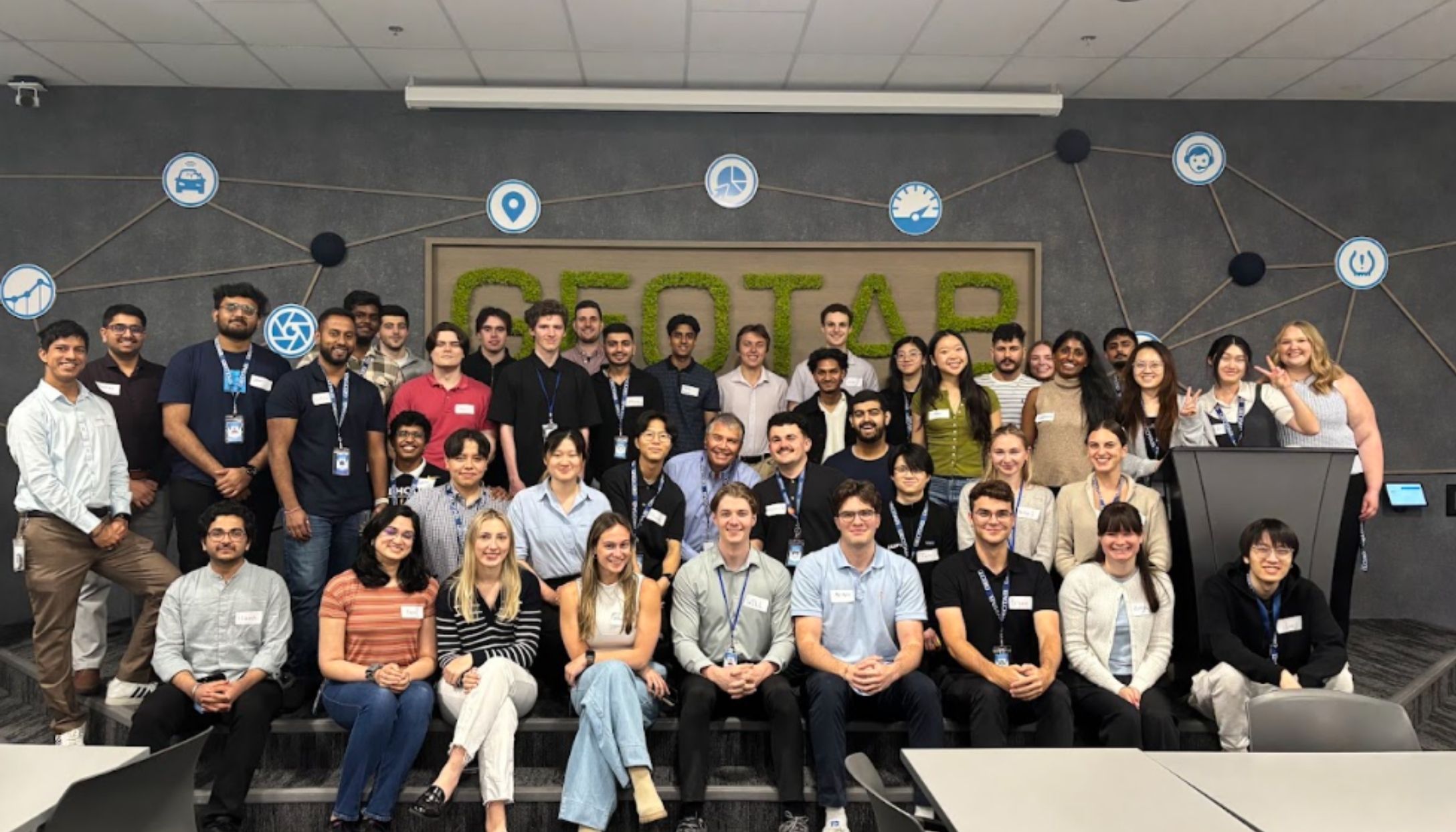 Geotab interns networking with full-time Geotabbers