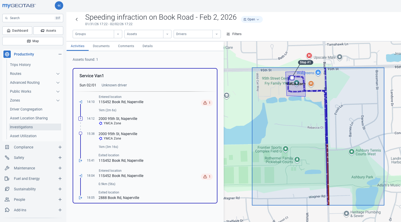 Geotab Investigations Dashboard