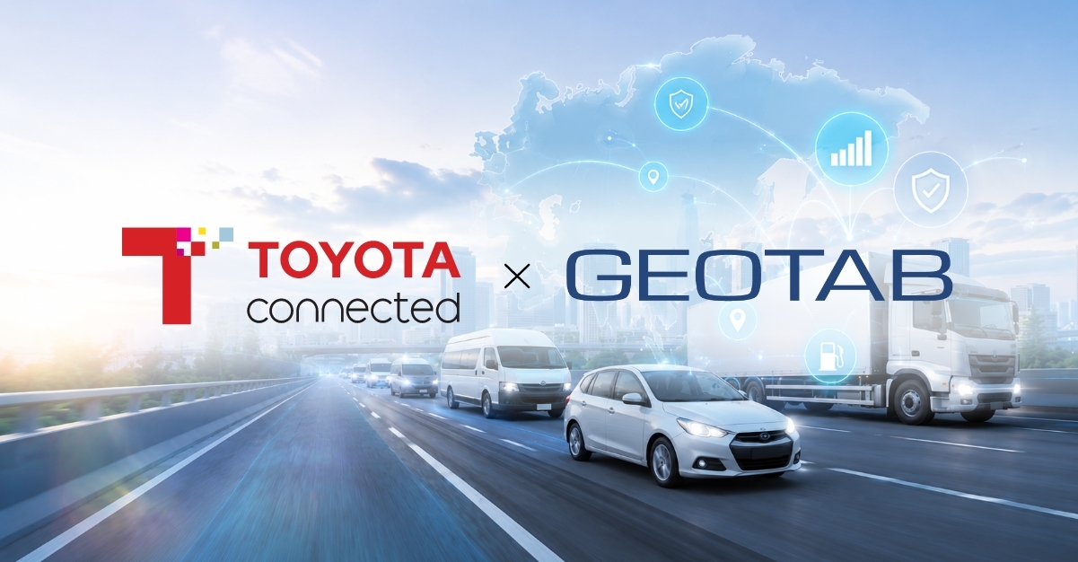 Toyota Connected and Geotab logo over cars