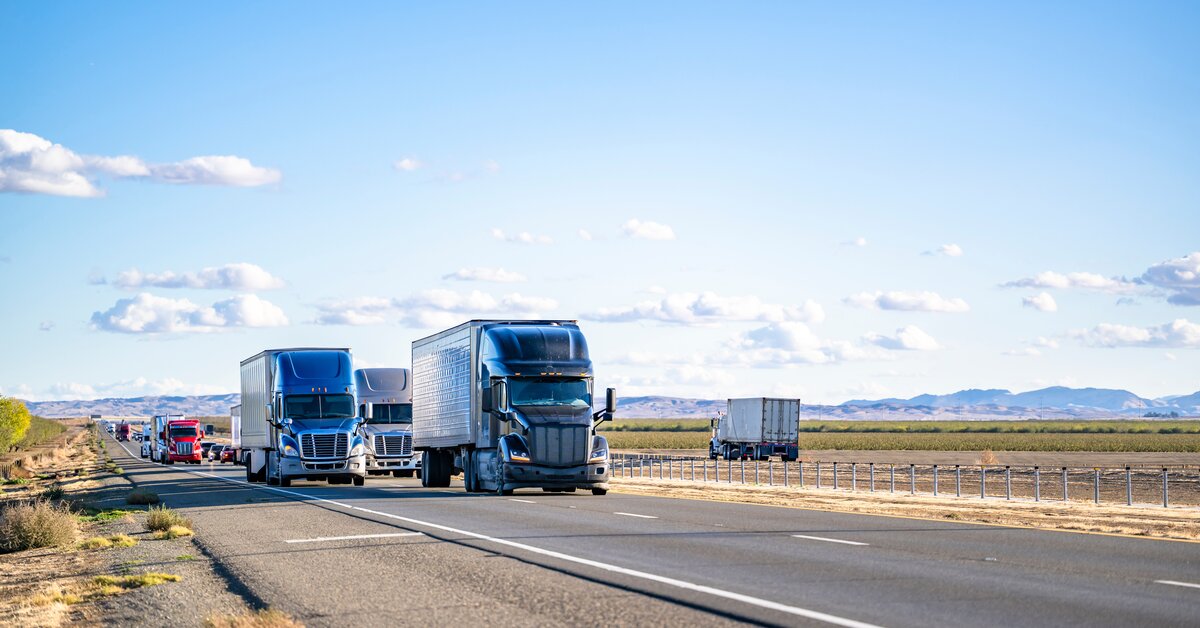 Trucks on a California highway