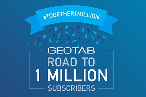 Illustration mit Text über Geotabs 1 Millionen vernetzten Fahrzeuge