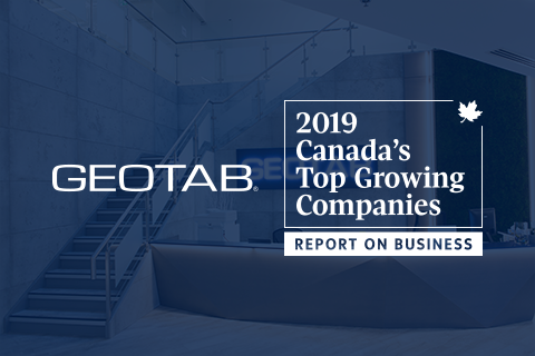 Geotab logo and Canada's Top Growing Companies 2019 logo