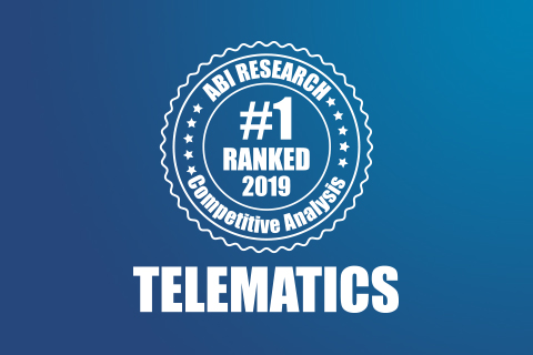 Siegerlogo von ABI Research mit einer großen eins. Darunter stehend das Wort "Telematics".