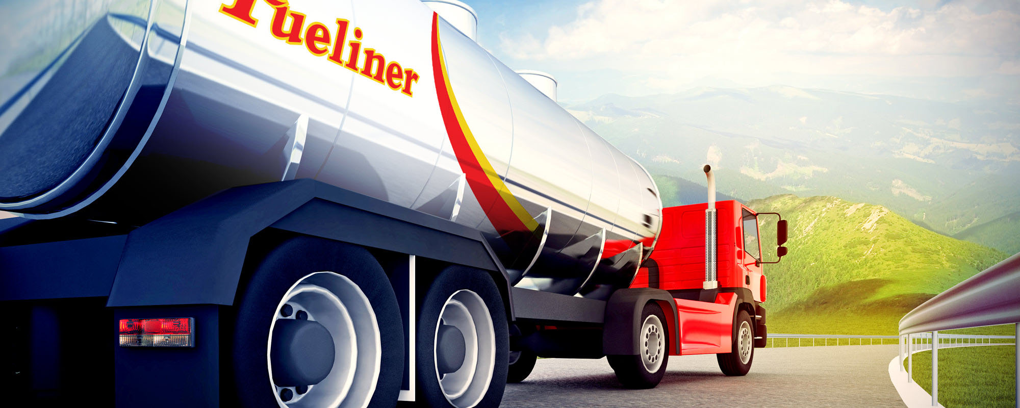 White and red Fueliner Truck driving