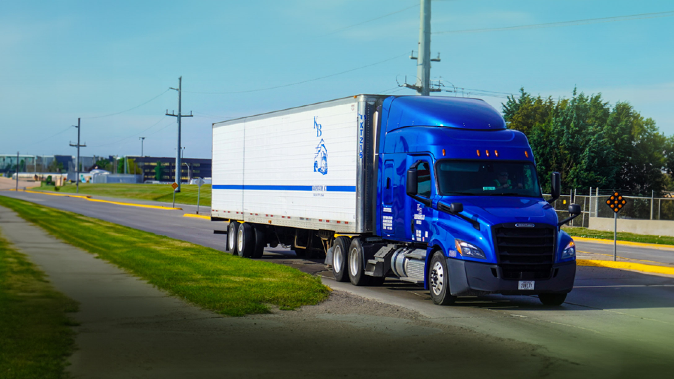 blue semi-truck